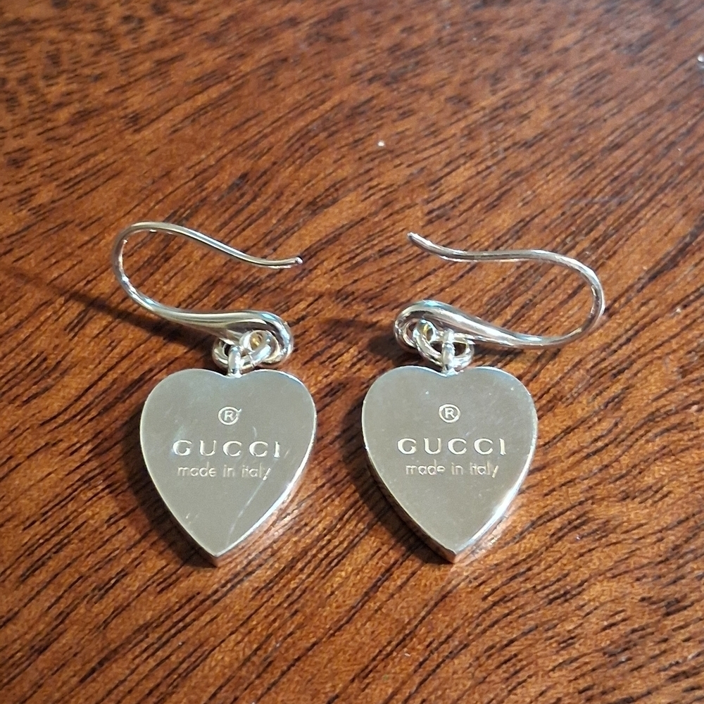 Gucci Silver Heart Drop Earrings - Picture 2 of 7